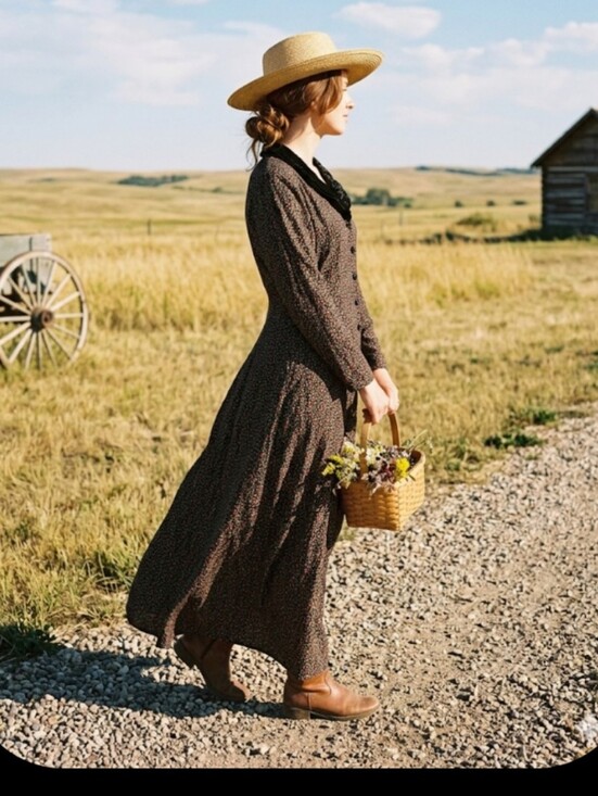 April Cornell Dresses & Skirts - Vintage April Cornell Velvet Collar Prairie Duster Dress